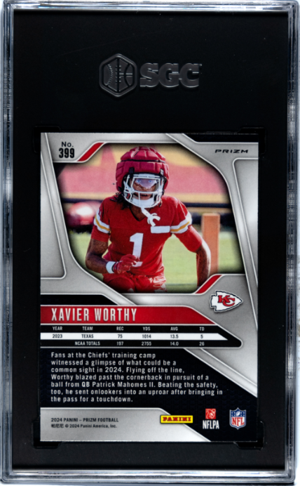 2024 Panini Prizm #399 Xavier Worthy Lazer Prizm SGC 9