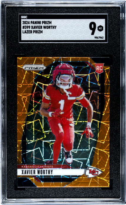 2024 Panini Prizm #399 Xavier Worthy Lazer Prizm SGC 9
