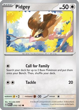Pidgey 016/165 - SV Scarlet & Violet 151 Reverse Holofoil