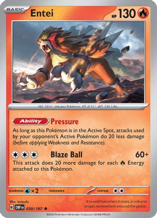Entei 030/197 - SV03 Obsidian Flames Holofoil