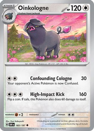 Oinkologne 183/197 - SV03 Obsidian Flames Reverse Holofoil