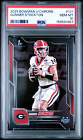 Graded 2025 Topps Bowman University Chrome Gunner Stockton #131 Rookie RC Football Card PSA 10 Gem Mint