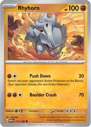 Rhyhorn 111/165 - SV Scarlet & Violet 151 Reverse Holofoil