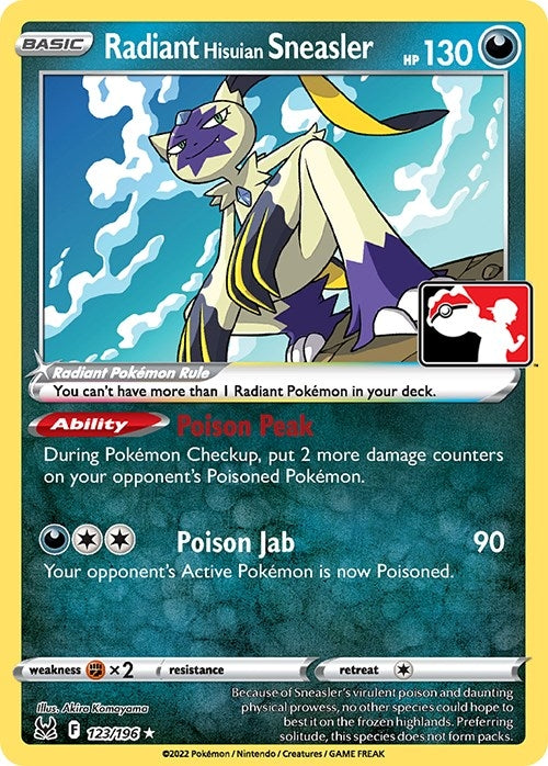 Radiant Hisuian Sneasler (123/196) (Prize Pack Series Cards)