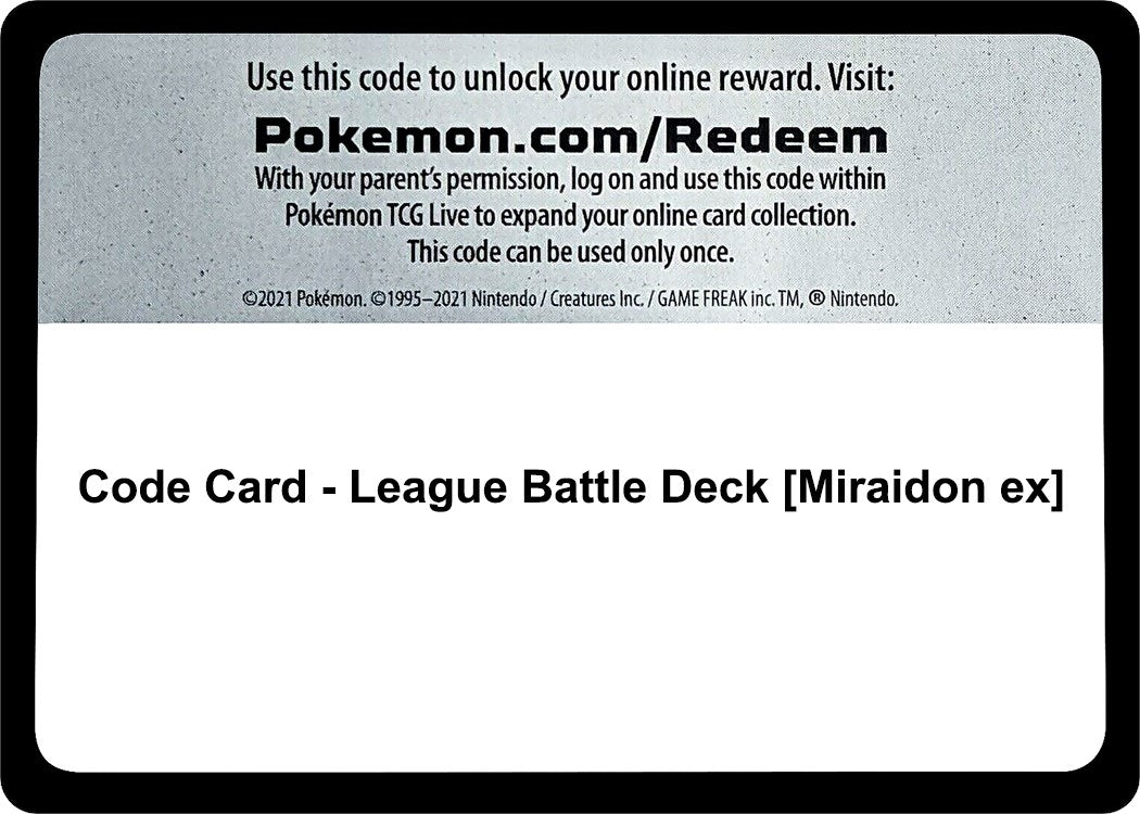 Code Card - League Battle Deck [Miraidon ex] (Miscellaneous Cards & Products) (MCAP)