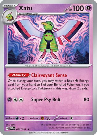 Xatu 026/091 - SV Paldean Fates Reverse Holofoil