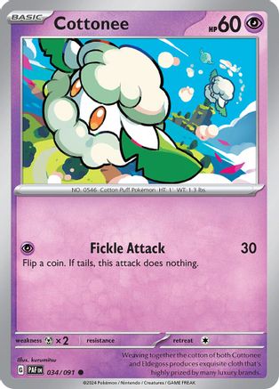 Cottonee 034/091 - SV Paldean Fates Reverse Holofoil