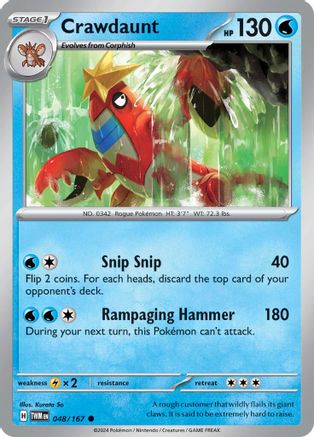 Crawdaunt 048/167 - SV06 Twilight Masquerade Reverse Holofoil