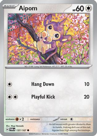 Aipom 137/167 - SV06 Twilight Masquerade Reverse Holofoil