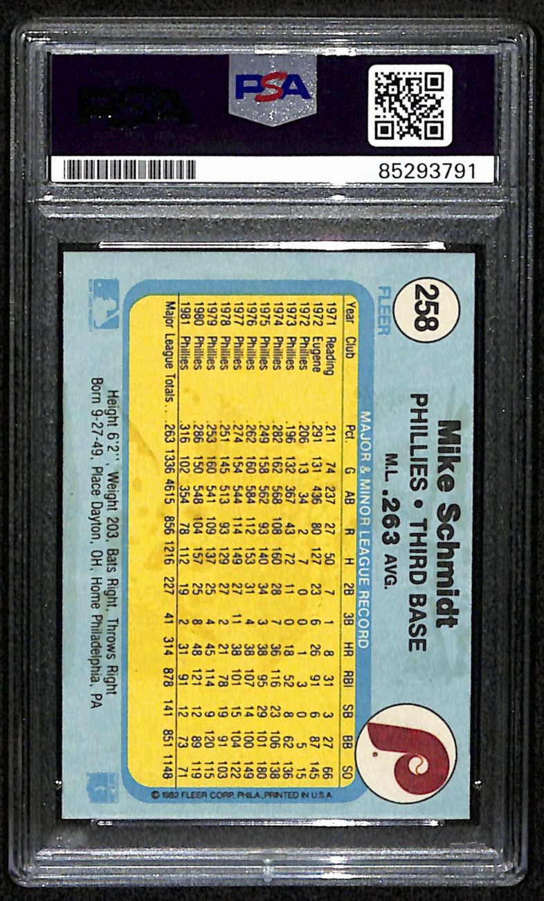 Mike Schmidt HOF Signed/Autographed 1982 Fleer Card #258 Phillies PSA/DNA 190636