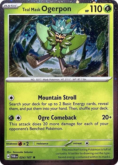 Teal Mask Ogerpon (Cosmos Holo) (024/167) (Miscellaneous Cards & Products) (MCAP)