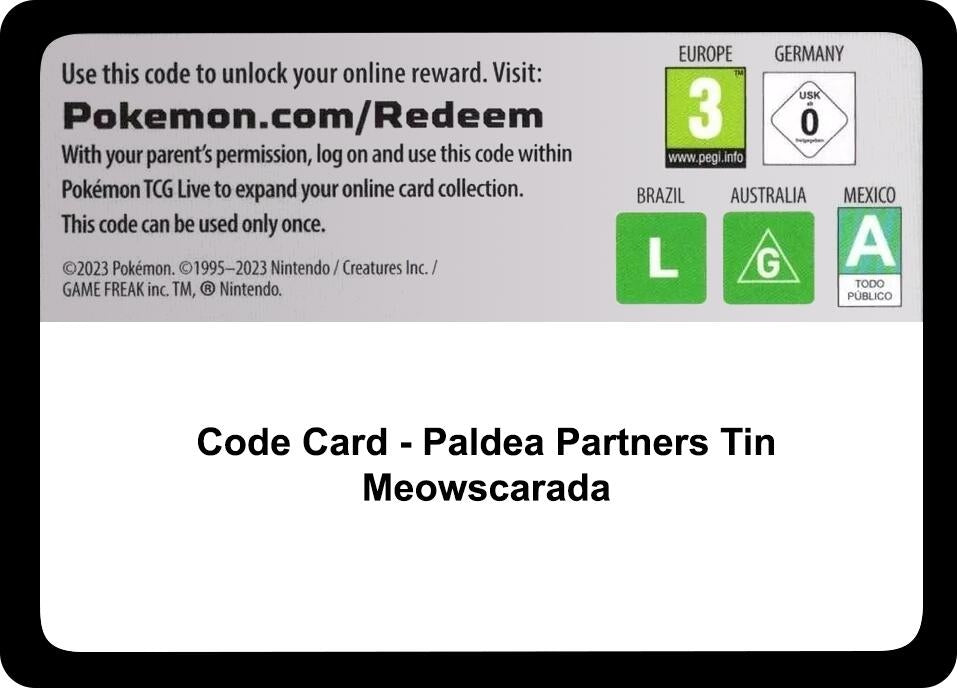 Code Card - Paldea Partners Tin (Meowscarada) (Miscellaneous Cards & Products) (MCAP)