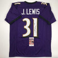 Autographed/Signed Jamal Lewis Baltimore Purple Football Jersey JSA COA