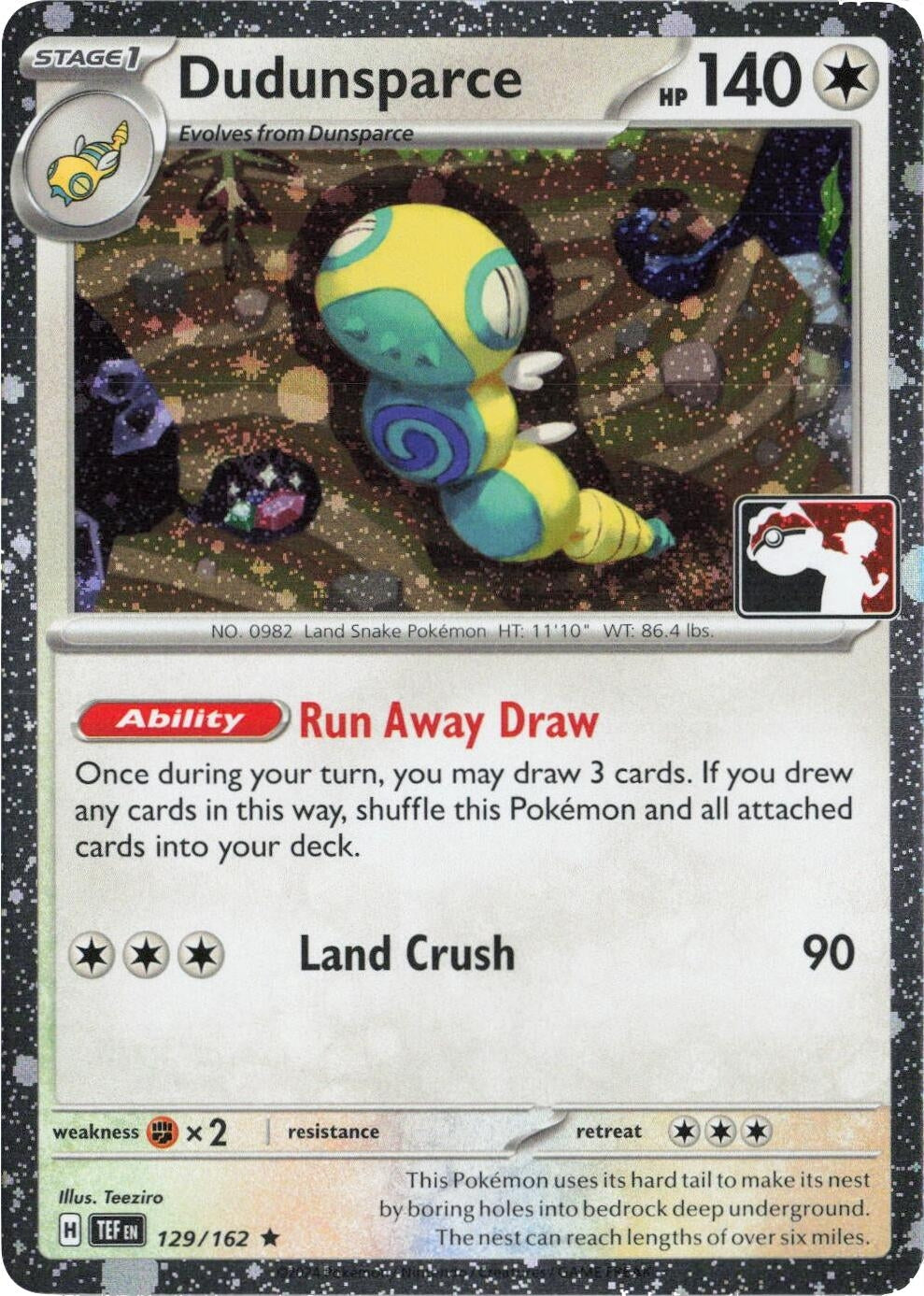 Dudunsparce - 129/162 (Cosmos Holo) (129/162) (Prize Pack Series Cards)