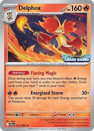 Delphox (Chaos Rising Stamped) 013/086 - Miscellaneous Cards & Products Holofoil