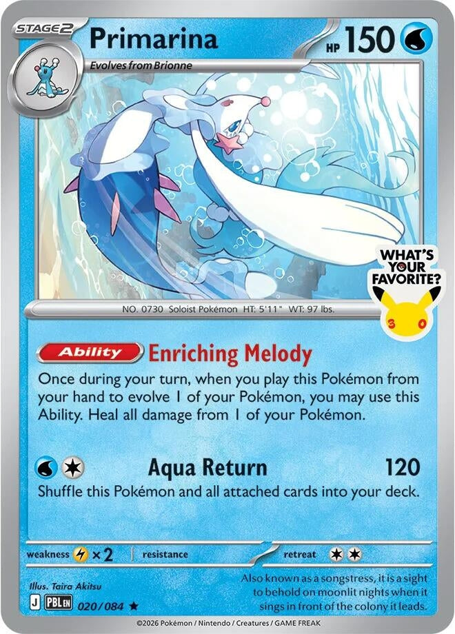 Primarina - 020/084 (What's Your Favorite Stamp) (020/084) (Miscellaneous Cards & Products) (MCAP)
