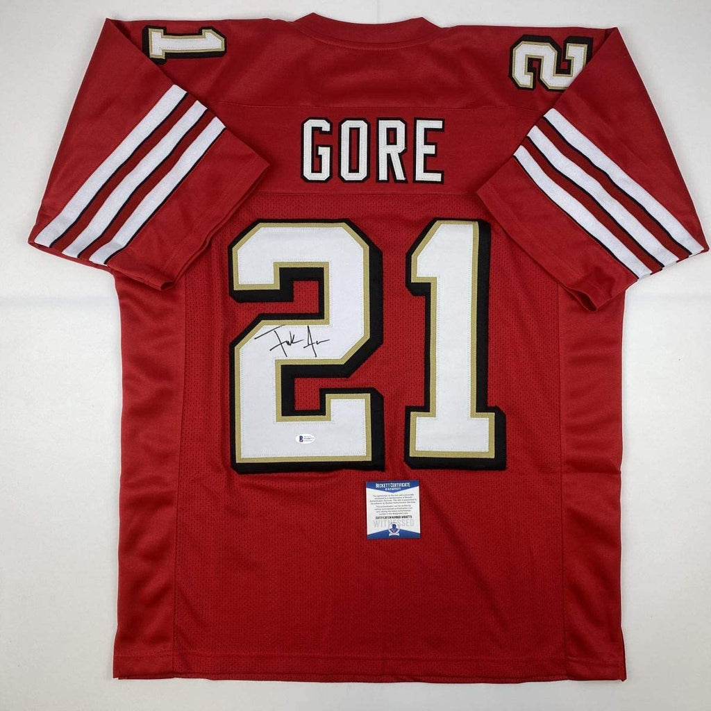 Autographed/Signed Frank Gore San Francisco Red Alternate Football Jersey Beckett BAS COA