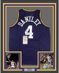 Framed Autographed/Signed Adrian Dantley HOF 2008  35x39 Utah Purple Basketball Jersey JSA COA