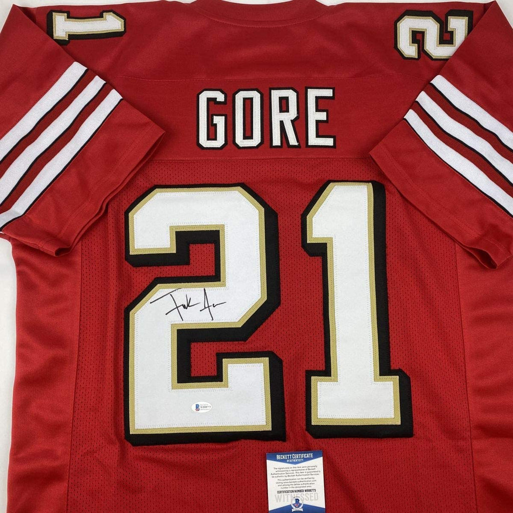 Autographed/Signed Frank Gore San Francisco Red Alternate Football Jersey Beckett BAS COA
