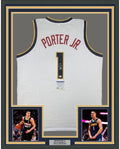 Framed Autographed/Signed Michael Porter Jr. 35x39 Denver White Basketball Jersey PSA/DNA COA