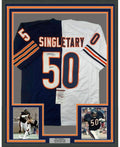 Framed Autographed/Signed Mike Singletary HOF 98 35x39 Chicago Splite Football Jersey JSA COA