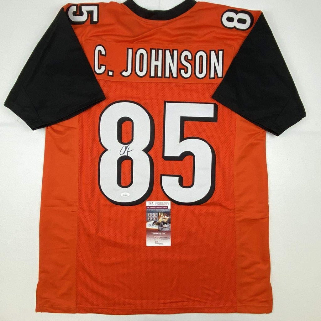 Autographed/Signed Chad Johnson Ochocinco Cincinnati Orange Football Jersey JSA COA