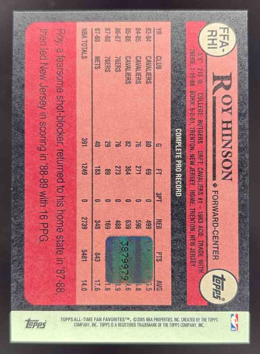 2005-06 Topps 1952 Style All Time Fan Favorites Autographs #RHI Roy Hinson Auto