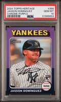 Graded 2024 Topps Heritage Jasson Dominguez #399 Chrome Purple Rookie RC Baseball Card PSA 10 Gem Mint