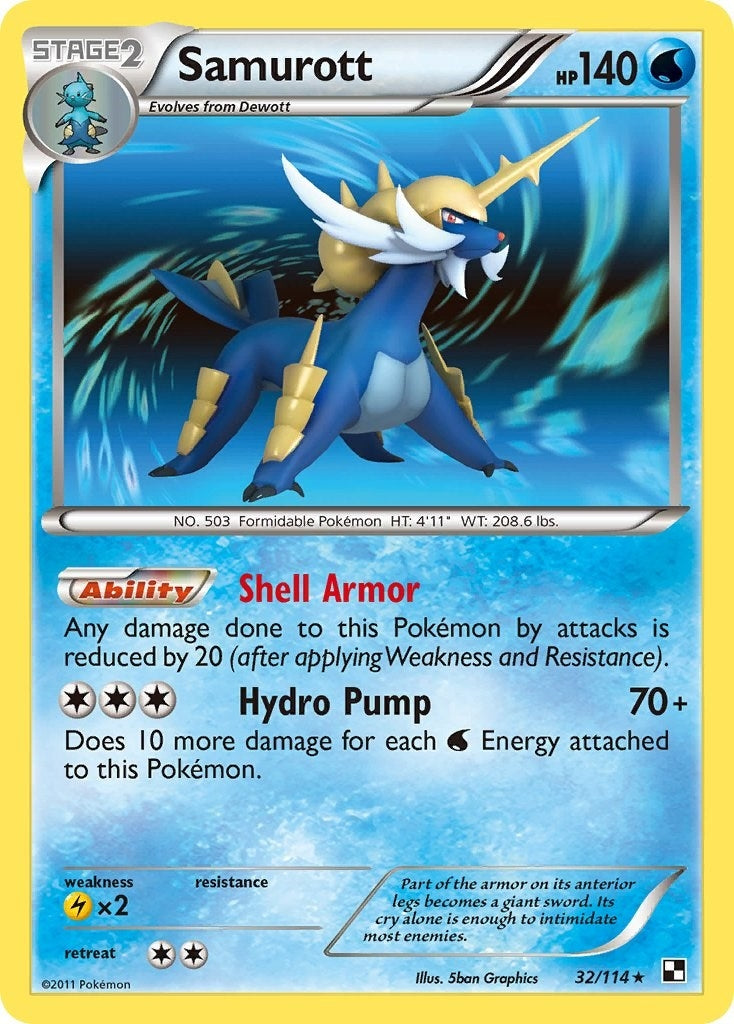 Samurott (32) (32/114) (Black and White) (BLW)