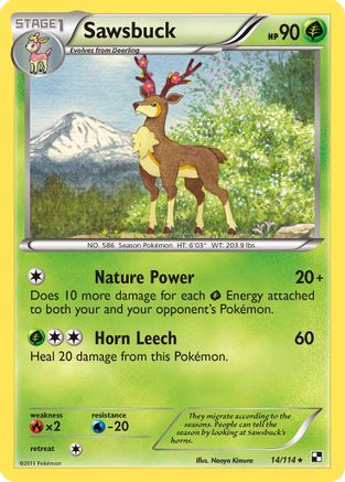 Sawsbuck 014/114 - Black and White Reverse Holofoil