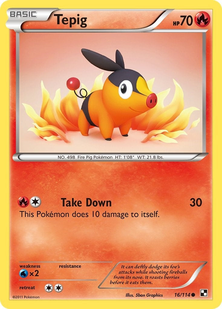 Tepig (16) (16/114) (Black and White) (BLW)