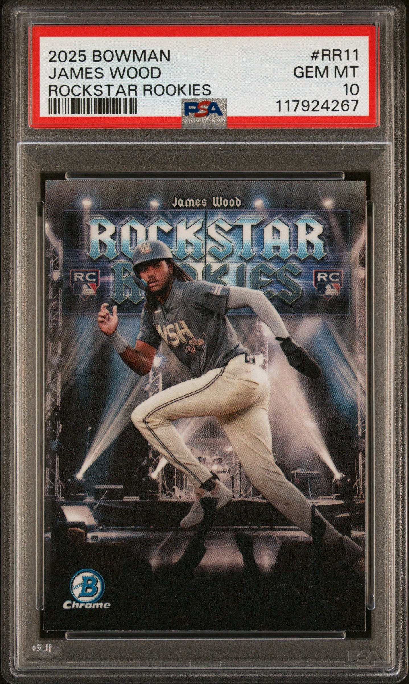 Graded 2025 Topps Bowman James Wood #RR11 Rockstar Rookies Rookie RC Baseball Card PSA 10 Gem Mint