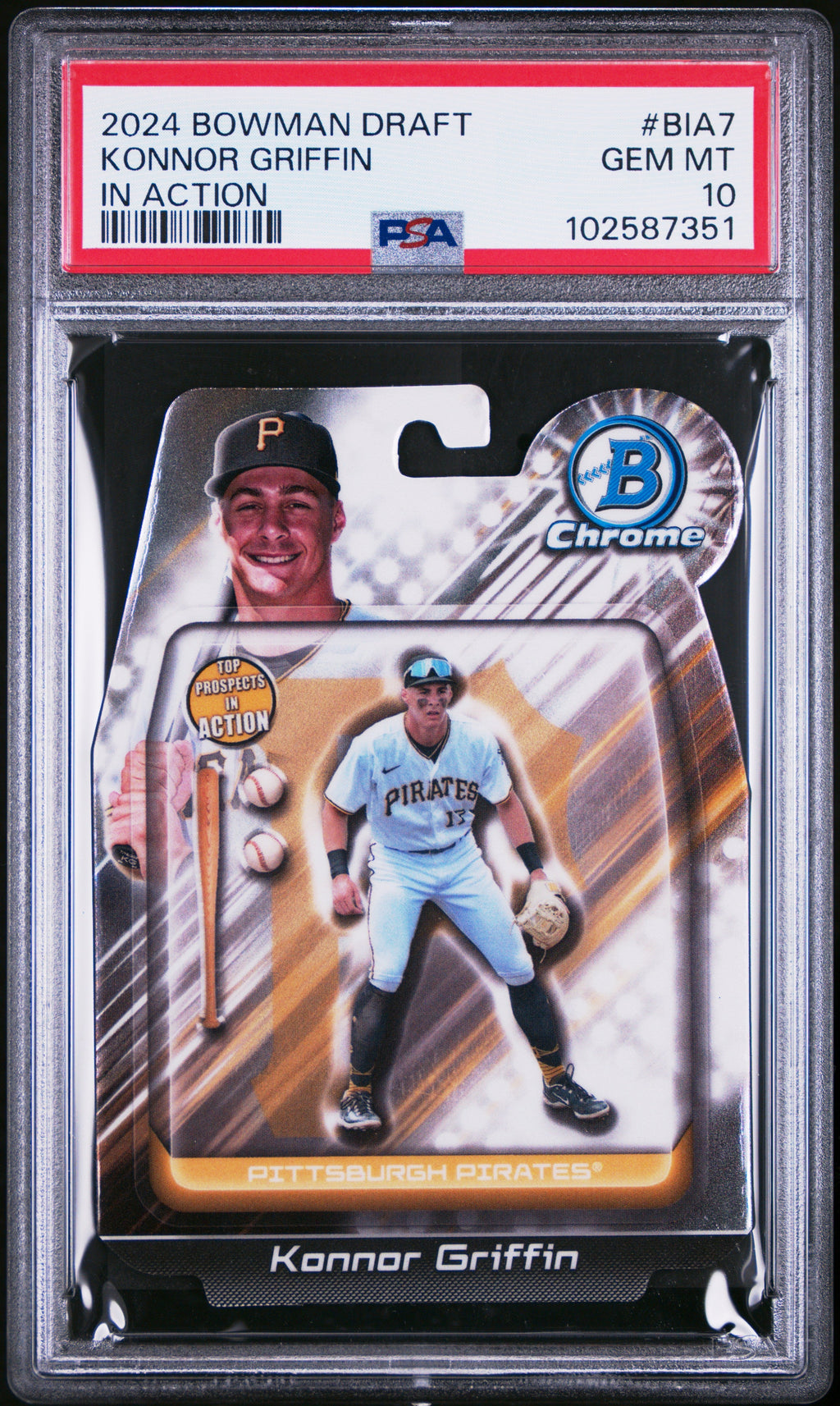 Graded 2024 Topps Bowman Draft Konnor Griffin #BIA7 In Action Rookie RC Baseball Card PSA 10 Gem Mint