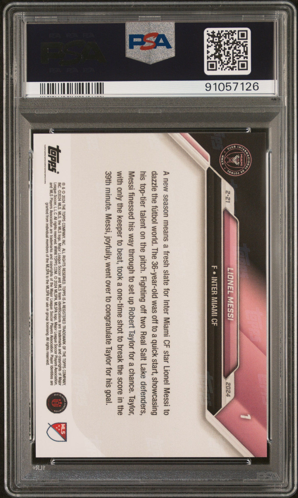 Graded 2024 Topps Now MLS Lionel Messi #1 Maestro Creates 1st Goal of 2024 MLS Season Opener Soccer Card PSA 10 Gem Mint