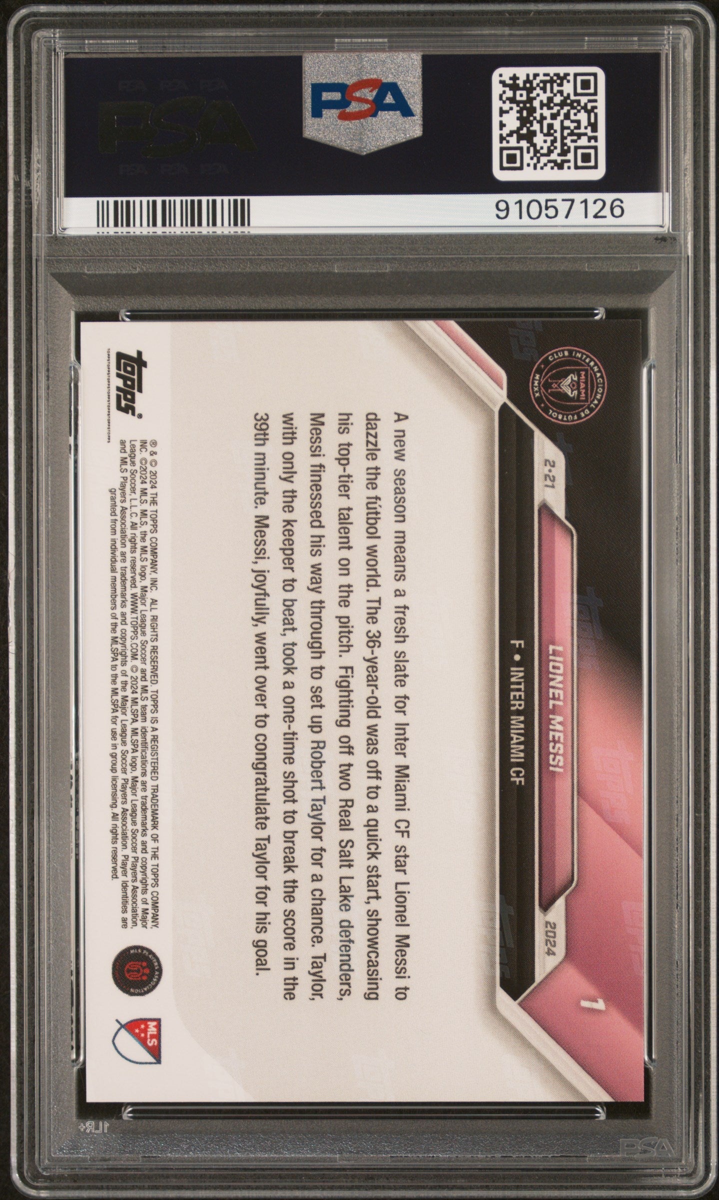Graded 2024 Topps Now MLS Lionel Messi #1 Maestro Creates 1st Goal of 2024 MLS Season Opener Soccer Card PSA 10 Gem Mint