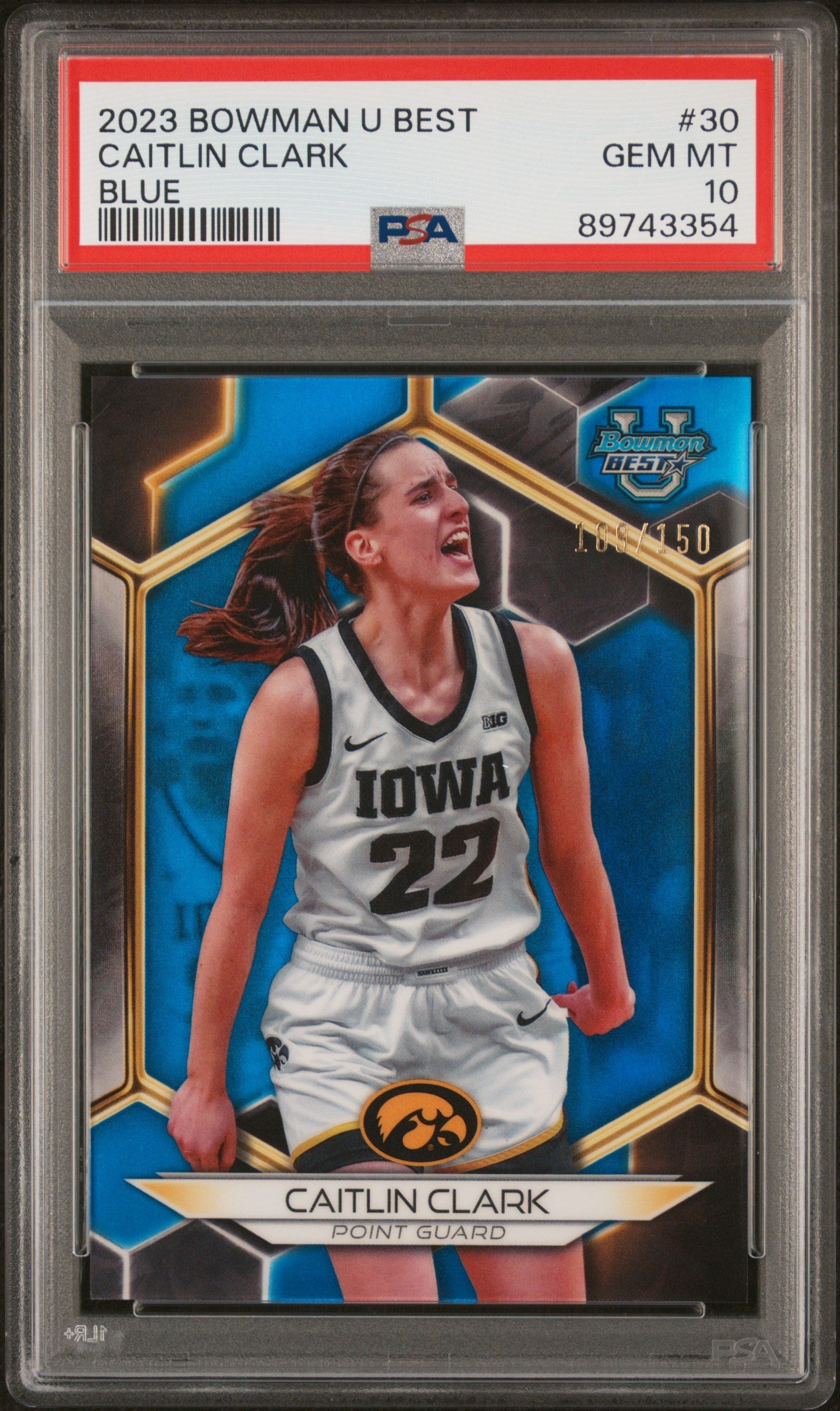 Graded 2023 Topps Bowman U Best Caitlin Clark #30 Blue /150 Rookie RC Basketball Card PSA 10 Gem Mint