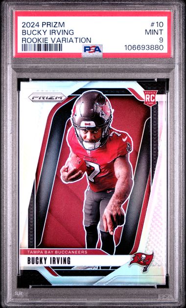 Graded 2024 Panini Prizm Rookie Variation Bucky Irving #10 Rookie RC Football Card PSA 9 Mint