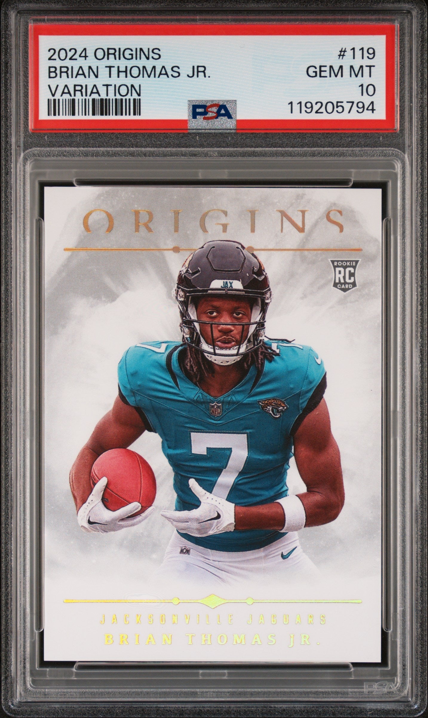Graded 2024 Panini Origins Brian Thomas Jr #119 Variation Rookie RC Football Card PSA 10 Gem Mint