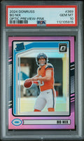 Graded 2024 Panini Donruss Bo Nix #369 Optic Preview Pink Rookie RC Football Card PSA 10 Gem Mint