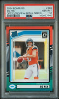 Graded 2024 Panini Donruss Bo Nix #369 Optic Preview Red & Green Rookie RC Football Card PSA 10 Gem Mint
