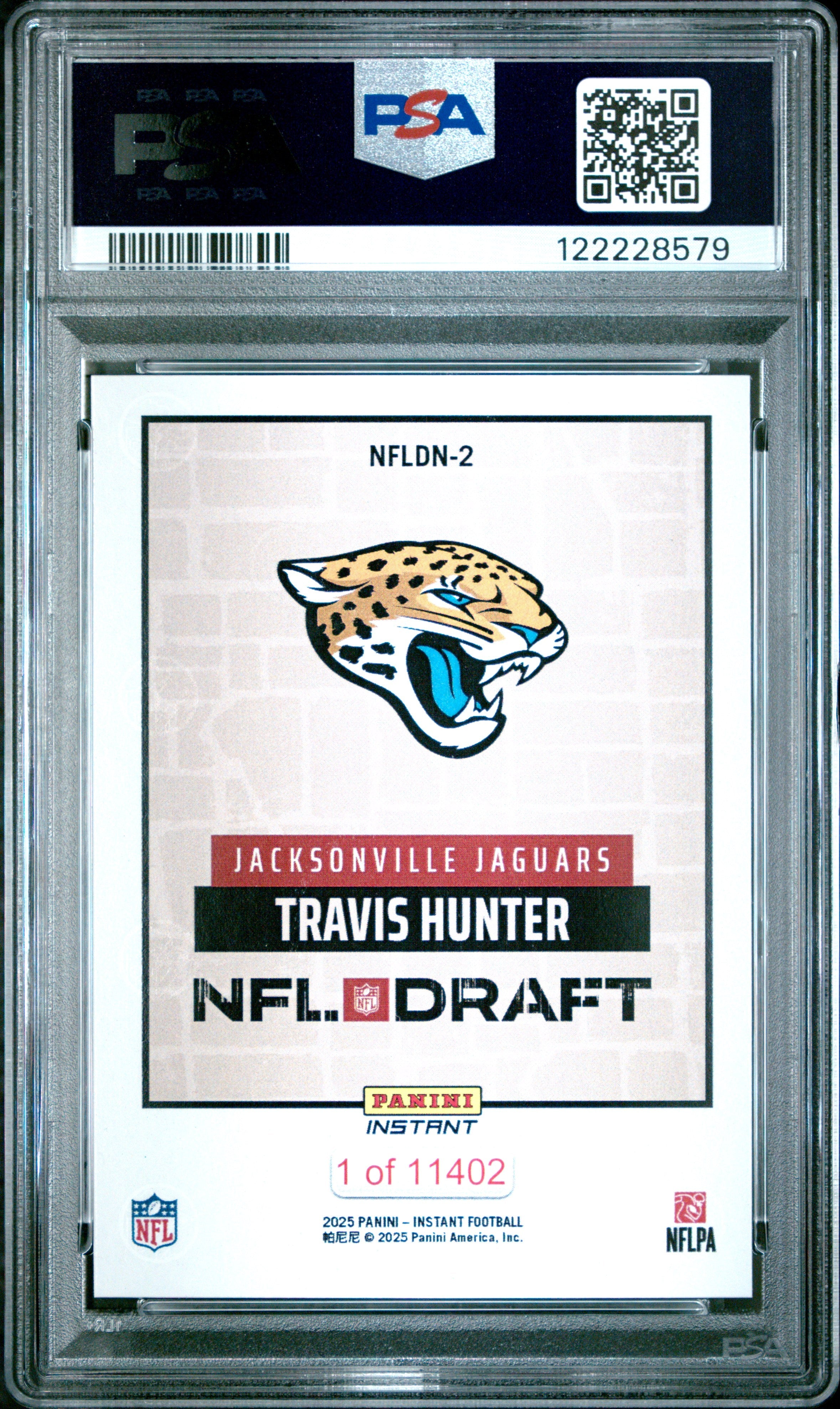 Graded 2025 Panini Instant Travis Hunter #NFLDN2 NFL Draft Night Rookie RC Football Card PSA 8 Near Mint