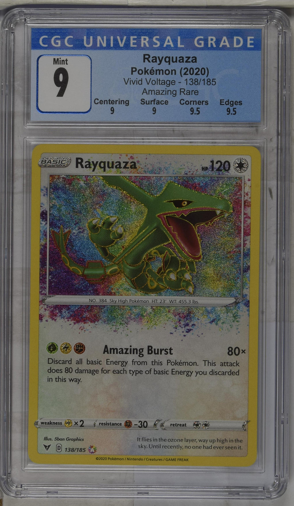 Rayquaza 138/185 Amazing Rare 2020 Vivid Voltage PSA 9