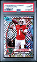Graded 2024 Bowman U Chrome Cam Ward #38 X-Fractor Rookie RC Football Card PSA 10 Gem Mint
