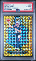 Graded 2024 Panini Mosaic Drake Maye #303 Reactive Yellow Rookie RC Football Card PSA 10 Gem Mint
