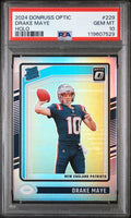 Graded 2024 Panini Donruss Optic Drake Maye #229 Holo Rookie RC Football Card PSA 10 Gem Mint
