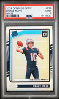 Graded 2024 Panini Donruss Optic Drake Maye #229 Holo Rookie RC Football Card PSA 9 Mint