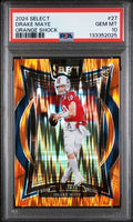 Graded 2024 Panini Select Drake Maye #27 /499 Orange Shock Rookie RC Football Card PSA 10 Gem Mint