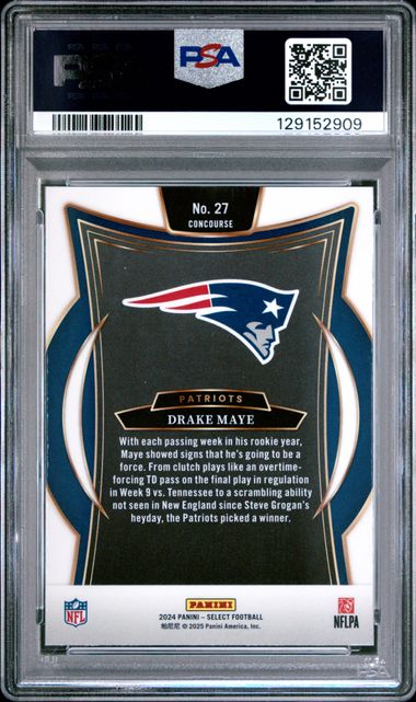 Graded 2024 Panini Select Drake Maye #27 Rookie RC Football Card PSA 9 Mint