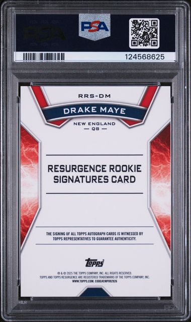 Graded 2024 Topps Resurgence Drake Maye #RRSDM /249 Aqua Surge Auto Rookie RC Football Card PSA 9 Mint