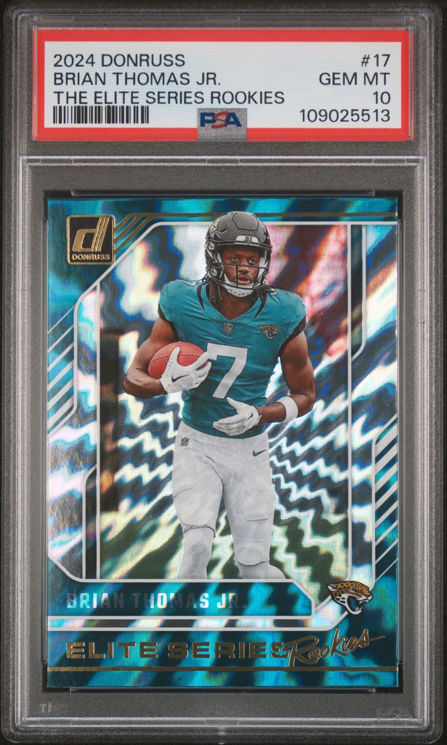 Graded 2024 Panini Donruss Brian Thomas Jr #17 The Elite Series Rookies Rookie RC Football Card PSA 10 Gem Mint